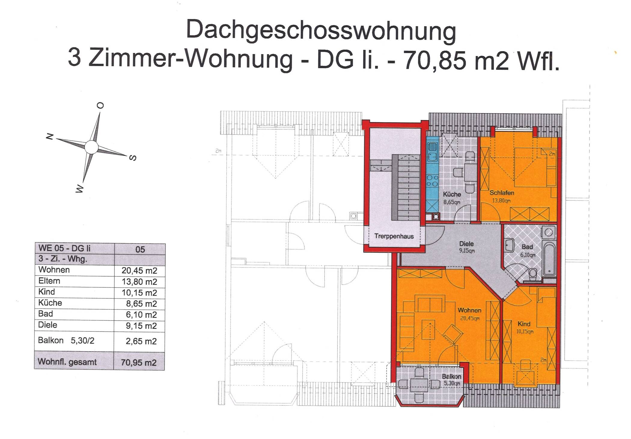 3 Zi.- Wohnung im Dachgeschoss vermieten, 84503 Altötting