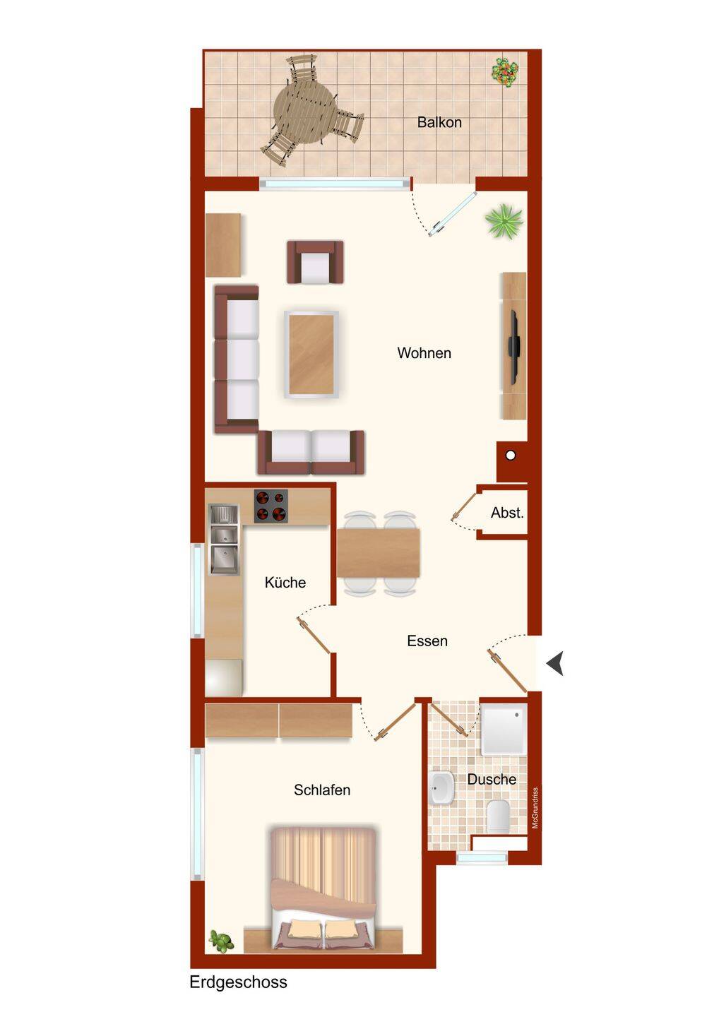 2-Zimmer Wohnung mit Balkon, ca. 400 m zum Strand, 23743 Grömitz