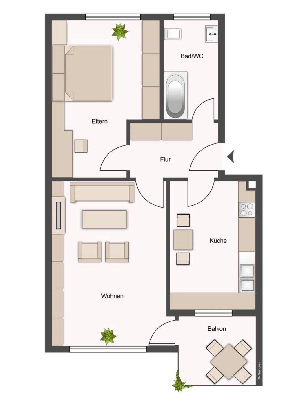 Helle 2-Zimmerwohnung, ruhig gelegen, Hochpaterre, Sieglitzhof, 91054 Erlangen (Burgberg Erlangen-Nord Erlangen-Ost Innenstadt Sieglitzhof)