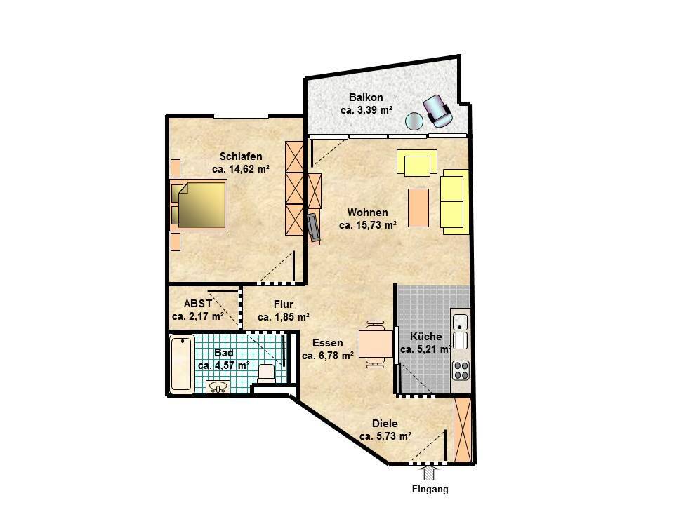 Gemütliche 2-Zimmer-Wohnung mit Tiefgaragenstellplatz in Büchenbach, Donato-Polli-Str., 91056 Erlangen
