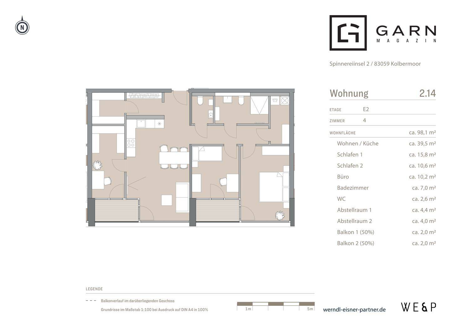 4-Zimmer-Neubauwohnung mit ca. 98 m², Südausrichtung und Bergblick über Kolbermoor, 83059 Kolbermoor