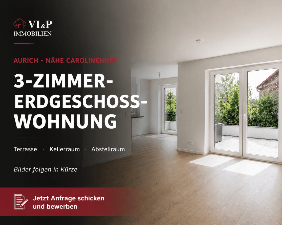 ZU VERMIETEN: 3-Zimmer Wohnung mit Terrasse – zentral in Aurich, 26603 Aurich