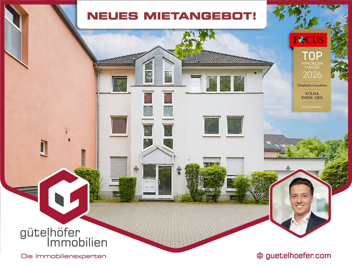 Sofort bezugsfrei! Helle 4-Raumwohnung mit zwei Balkonen und 2 KFZ-Stellplätzen in Brühler Toplage, 50321 Brühl