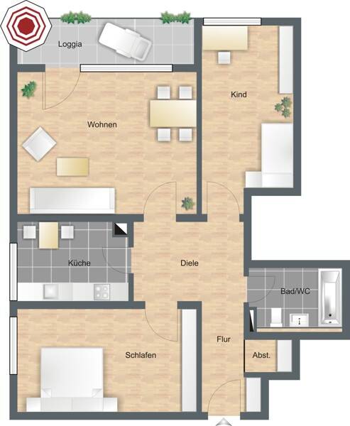 Ihre neue Wohnung! – praktische 3-Zimmer-Wohnung in schöner und ruhiger Lage, 86165 Augsburg (Lechhausen)
