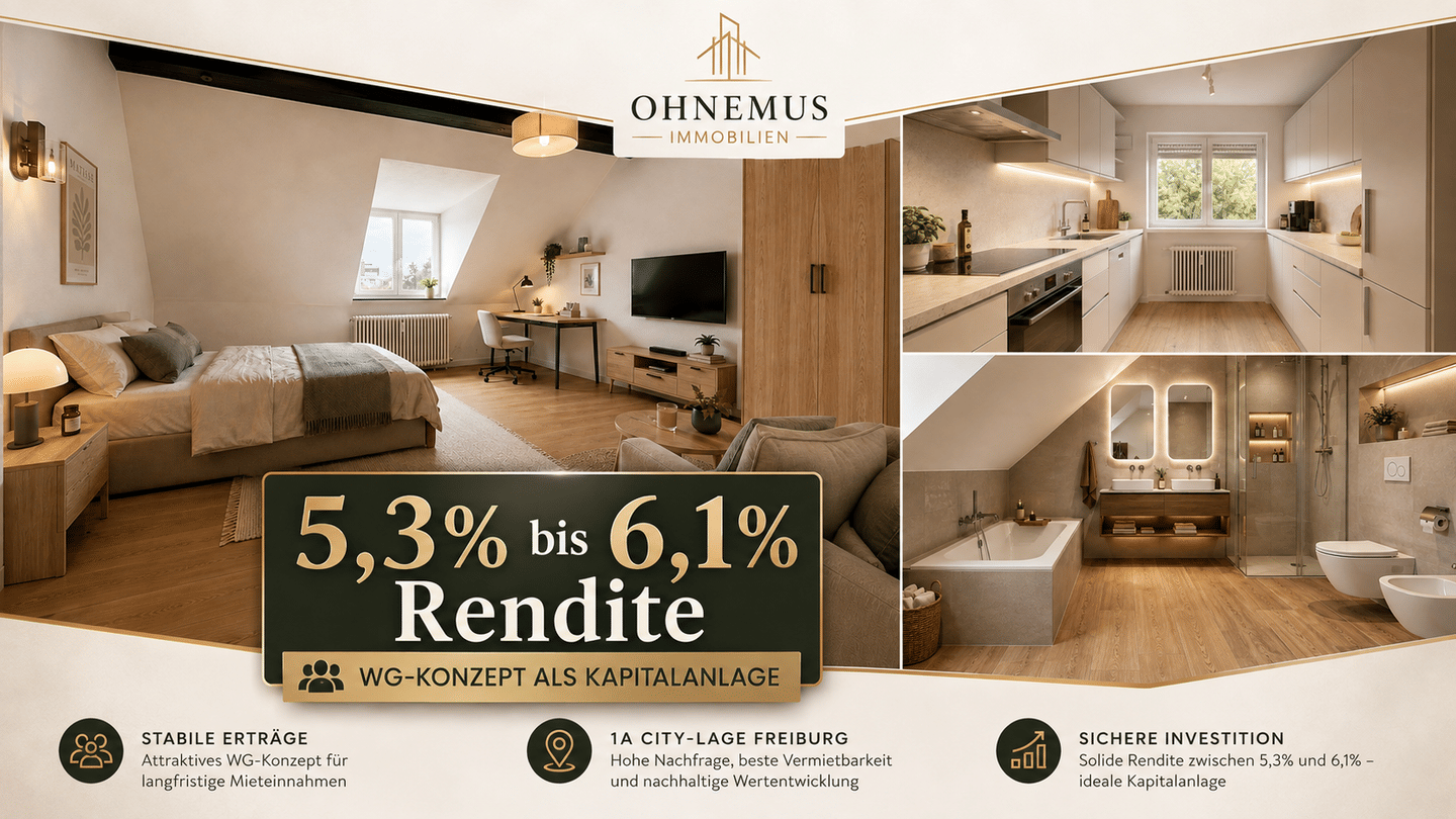 City-Investment Freiburg: 135 m² Maisonette mit WG-Konzept und bis ca. 6,1 % Bruttorendite, 79098 Freiburg im Breisgau (Altstadt Neuburg Oberau)