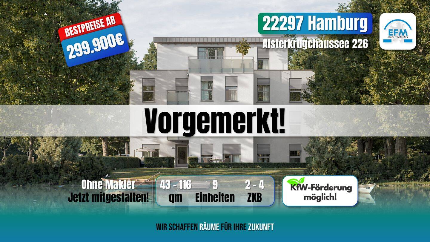 ++ZINS-/MIET-/ENERGIESPAREND++ 4 ZKB mit KfW 100.000€-Darlehen, 22297 Hamburg (Hamburg-Nord Alsterdorf Barmbek-Nord Groß Borstel Winterhude)