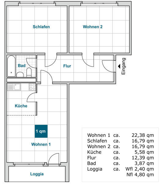 Schöne 3-Zimmerwohnung in oberster Etage, 1239 Dresden
