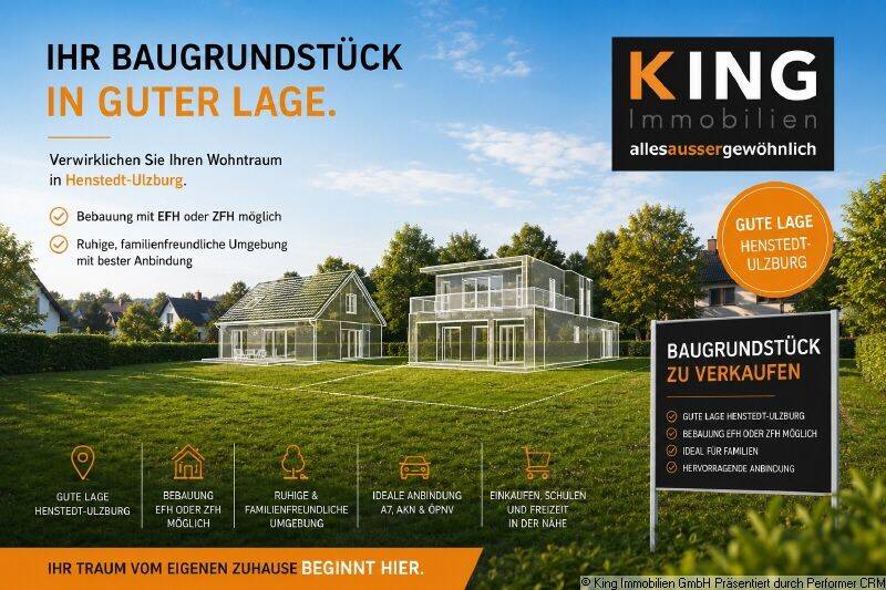 **HENSTEDT-ULZBURG** 1.017 m² Baugrundstück – erschlossen – bis ca. 650 m² bebaubar, 24558 Henstedt-Ulzburg