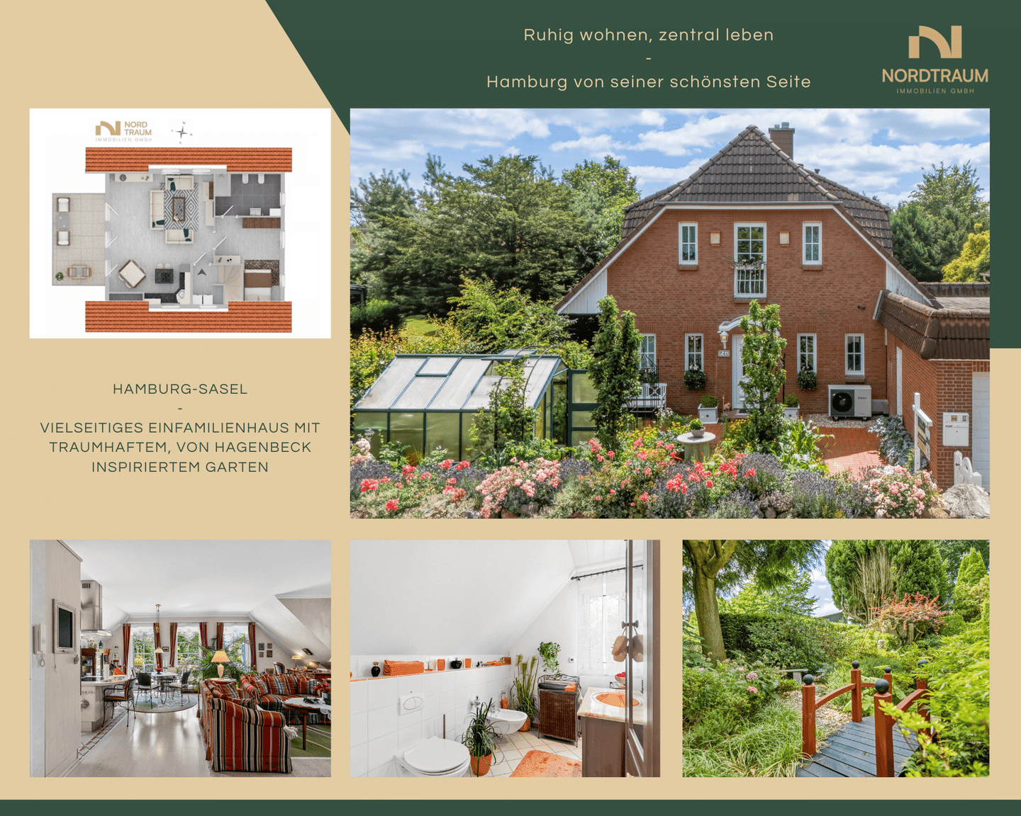 Hamburg-Sasel: Vielseitiges Einfamilienhaus mit traumhaftem, von Hagenbeck inspiriertem Garten, 22393 Hamburg (Wandsbek Bramfeld Poppenbüttel Sasel Wellingsbüttel)