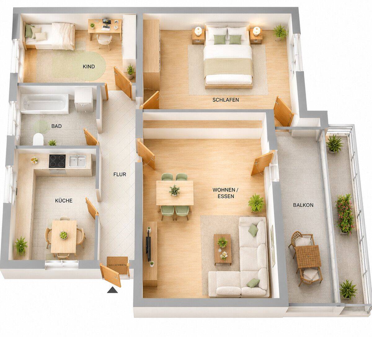 Stilvolle 3-Zimmer-Wohnung mit Balkon und hellem, einladendem Ambiente., 34225 Baunatal