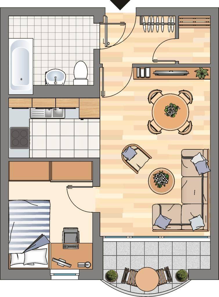 1-Zimmer-Senioren Wohnung in Dortmund Körne, 44143 Dortmund (Brackel Körne Mitte Schüren Wambel)