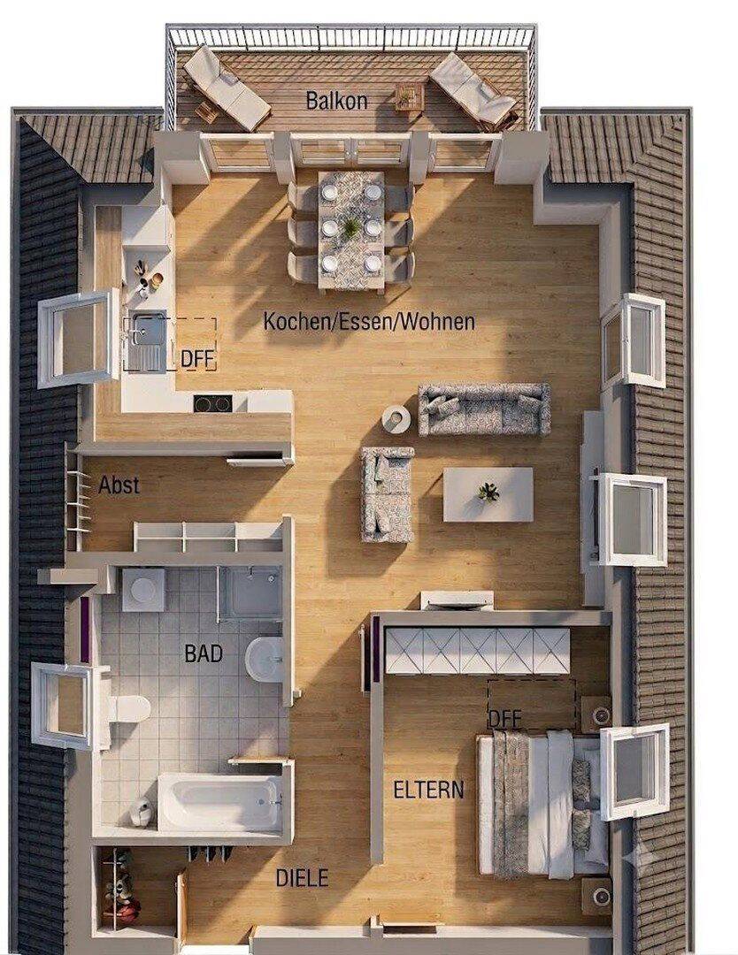 Klimatisierte 2 Zimmer Wohnung mit Weitblick 1362€ warm inkl. Carport, Küche, Klima, .., 84036 Landshut