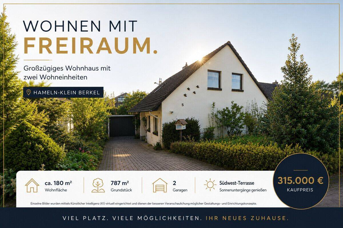 Großzügiges Einfamilienhaus mit separater Wohneinheit in Hameln-Klein Berkel, 31789 Hameln
