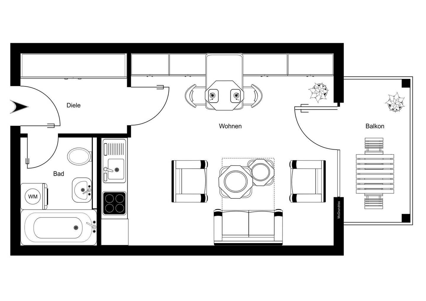 Möblierte 1-Zimmer Wohnung mit Balkon und Stellplatz, 96052 Bamberg (Bamberg Gartenstadt Hirschknock Kramersfeld)