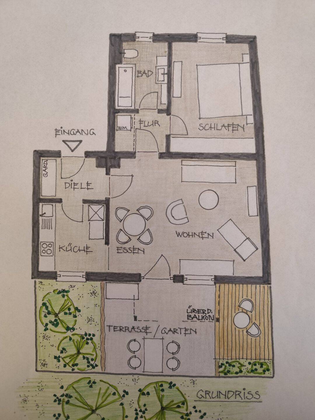Ruhig gelegene 2-Zimmerwohnung mit Terrasse und Garten im Bamberger Haingebiet, 96047 Bamberg (Bamberg Gaustadt)