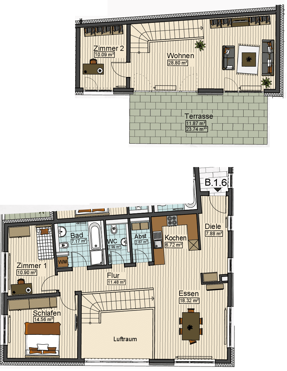 4,5  Zimmer Maisonette  Wohnung in Neu-Ulm, 89231 Neu-Ulm