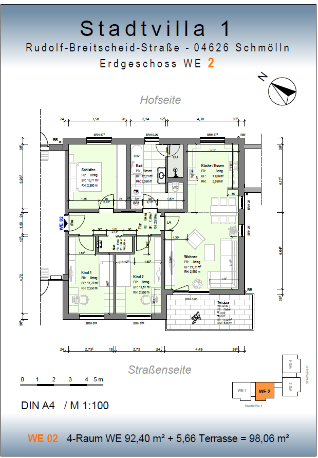 Neubau – Fertigstellung 11/2026 – 4-Raum-Wohnung / Wanne / Dusche, 4626 Schmölln