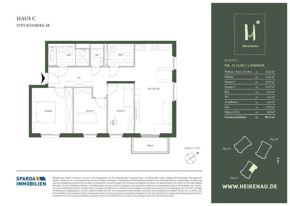 Balkonwohnung mit 4 Zimmern, 24226 Heikendorf