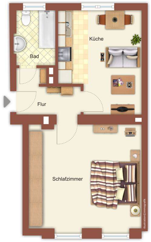 Gemütliche 1-Zimmer-Etagenwohnung in Mönchengladbach 41 m² mit Bad und Wanne, 41065 Mönchengladbach (Hardterbroich Hermges Lürrip Pesch)