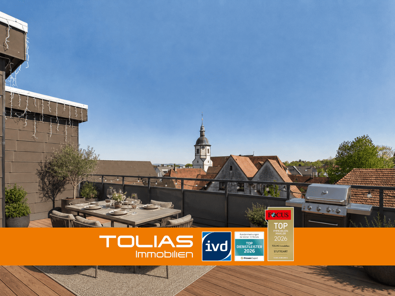 Hoch hinaus: Penthouse mit Rundum-Terrasse und Panorama Ausblick über Oßweil, 71640 Ludwigsburg