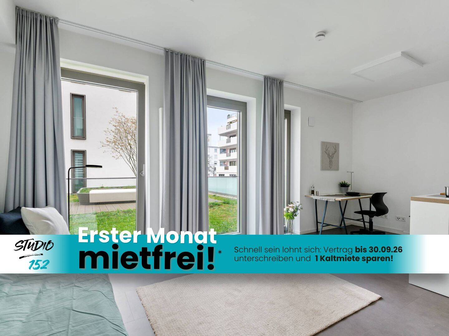 STUDENTS ONLY: Studio 152 – vollmöbliertes 1-Zimmer-Apartment mit EBK, ALL-IN-MIETE, UVM. im Wiesbadener Rheingauviertel – 65197 Wiesbaden – Bild 1 von 12