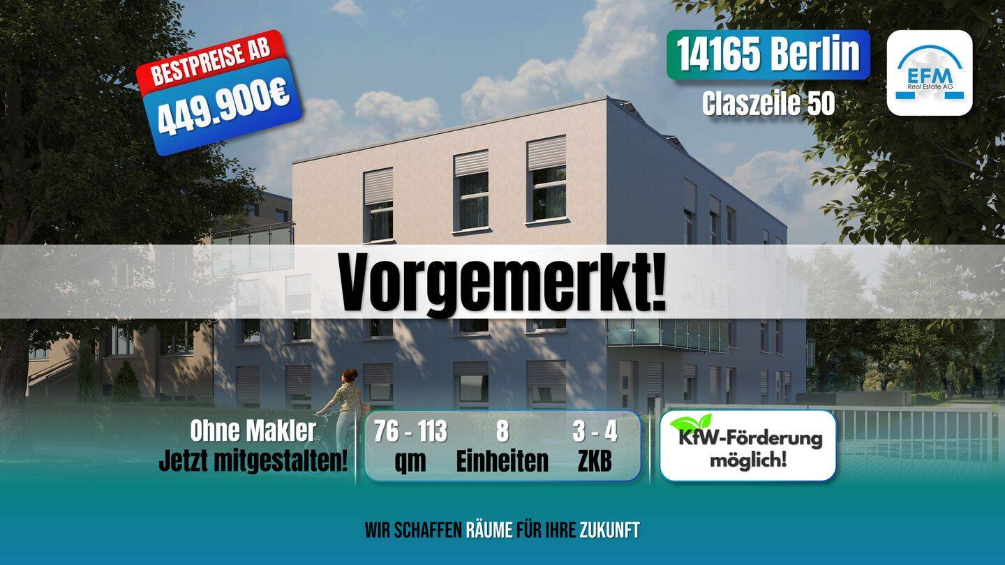 ++ ZINS-/MIET-/ENERGIESPAREND++ 3 ZKB mit KfW 100.000€-Darlehen, 14165 Berlin (Steglitz-Zehlendorf Zehlendorf)