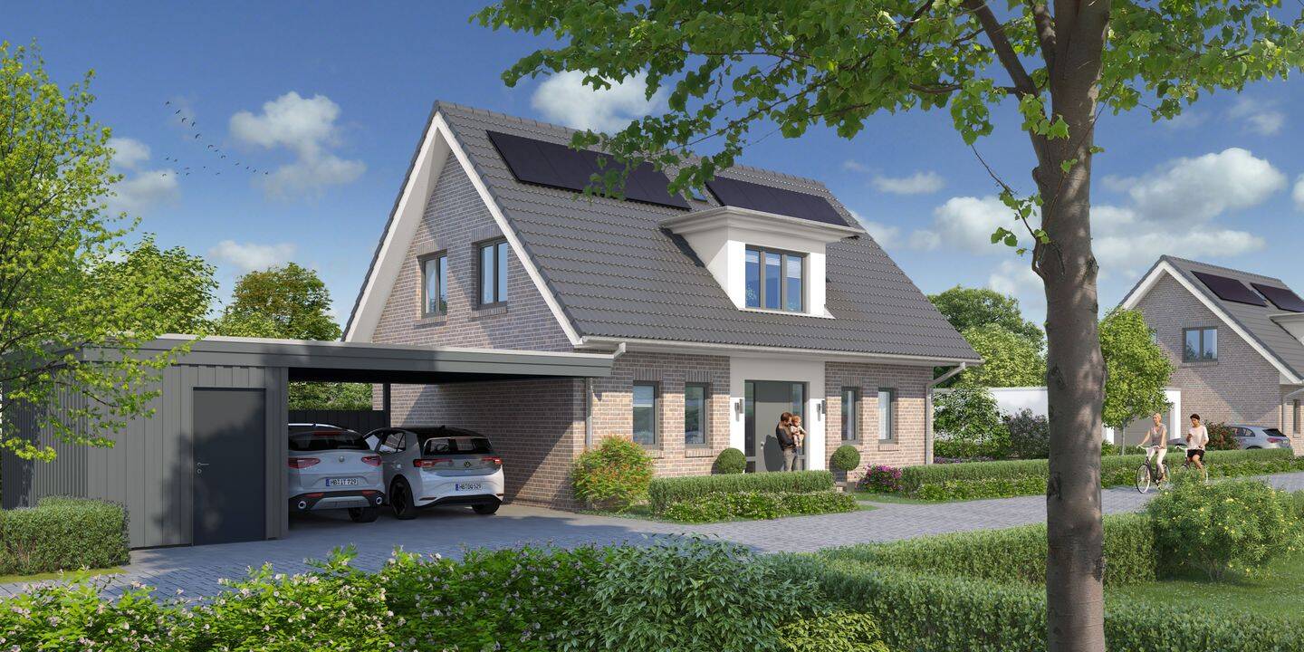 Neubau – zeitloses Einfamilienhaus mit Doppel-Carport und PV-Anlage in Etelsen, 27299 Langwedel