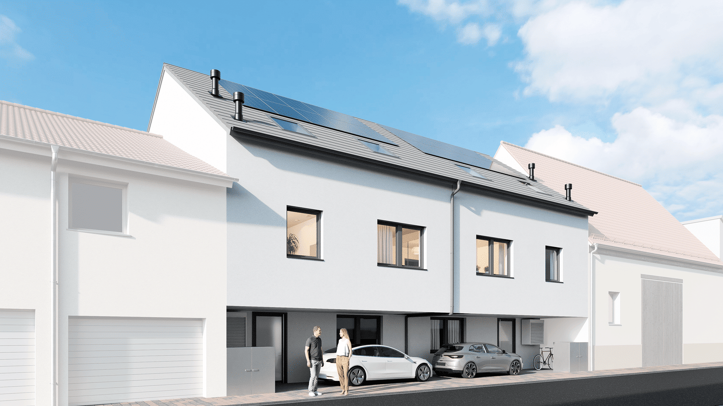 Neubau Stadthaus mit sanfter Kühlung am Rathaus 8,00 m breit mit eigenem Gartengrundstück, 68782 Brühl