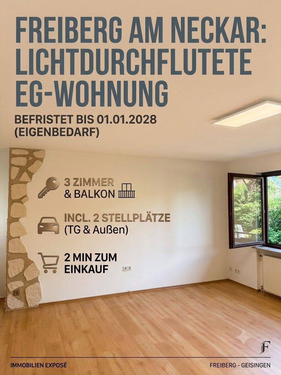 Charmante 3-Zi.-Erdgeschosswohnung in Freiberg a.N. Beziehbar ab August 2026, 71691 Freiberg am Neckar