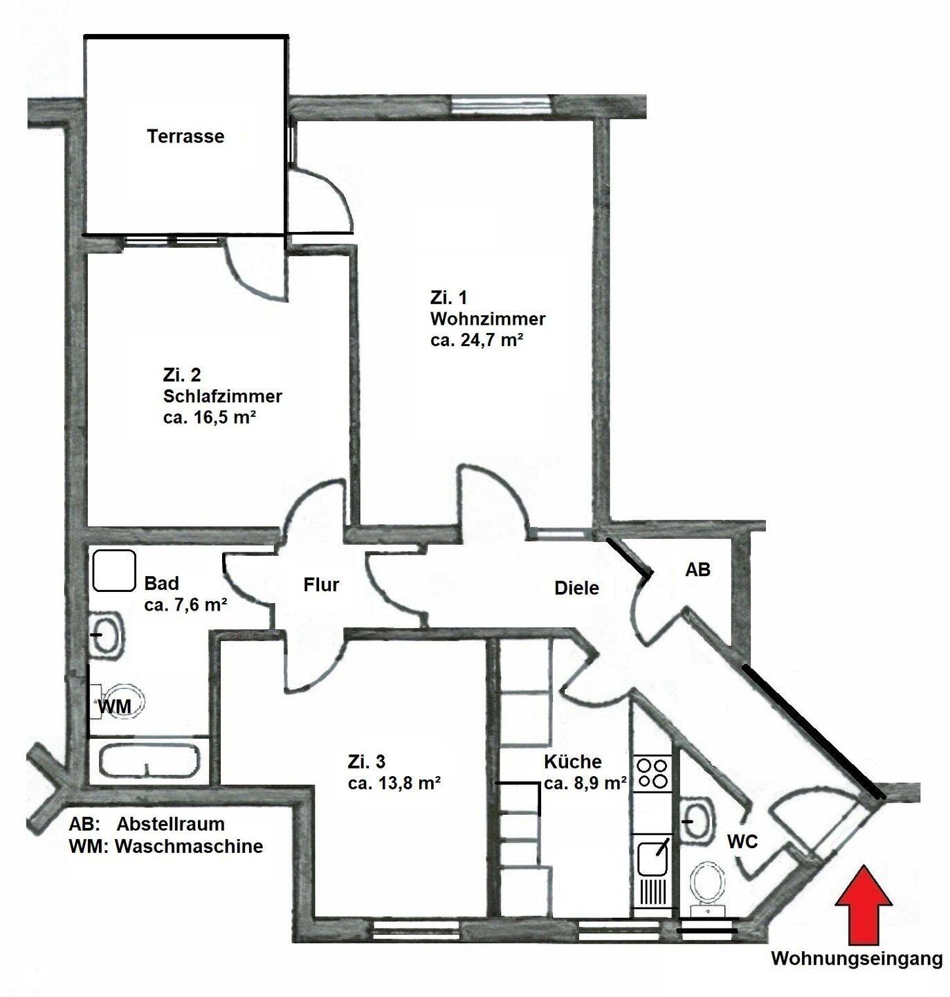 Vermietete 3-Zi-Whg, Terrasse, PKW-Carport, Buchholz-Nordheide, 21244 Buchholz in der Nordheide