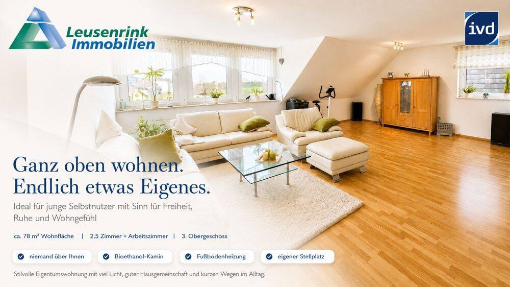 Ganz oben. Ganz für dich – Deine erste eigene Wohnung statt Miete., 44623 Herne (Baukau-Ost Herne-Mitte Herne-Süd)