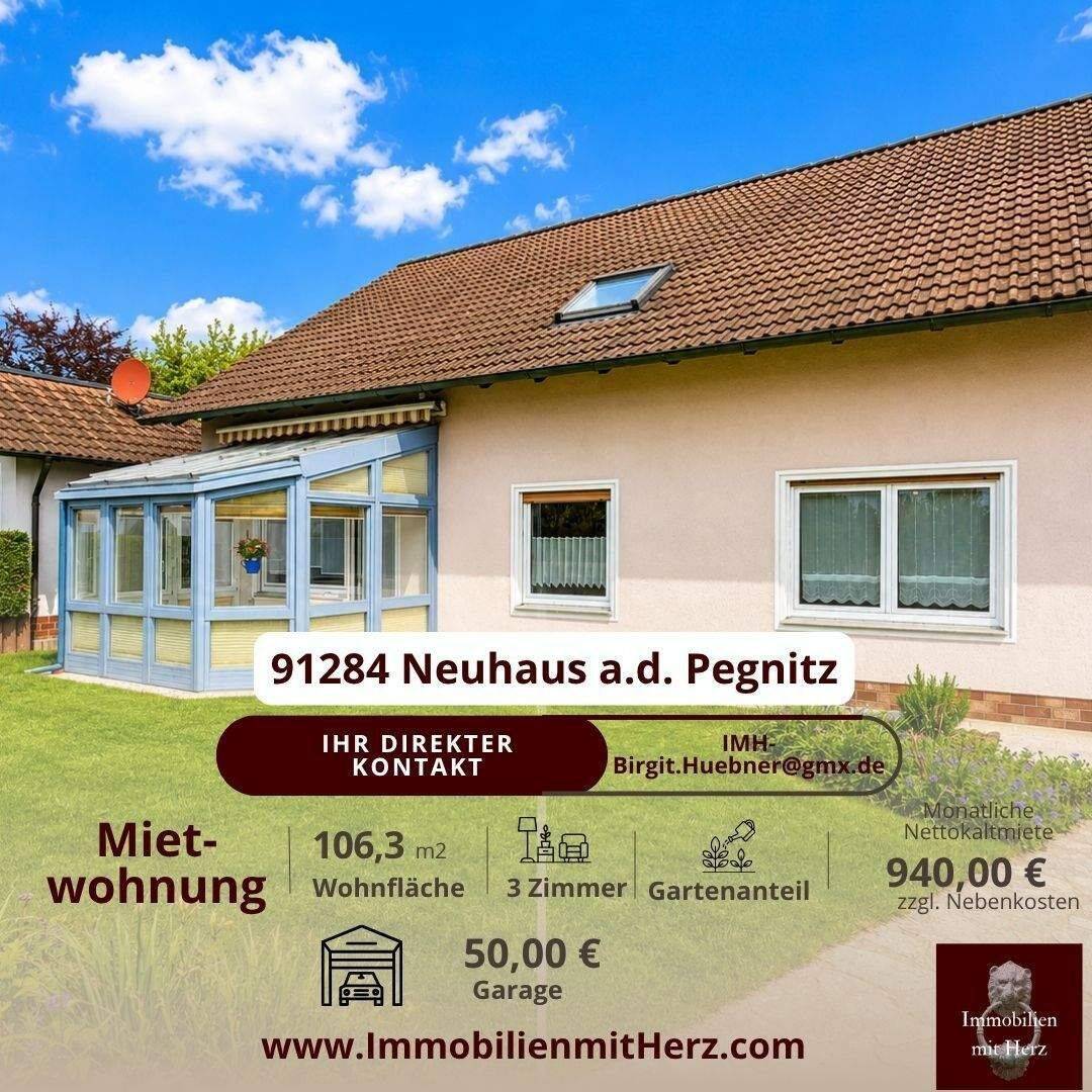 Großzügige Mietwohnung mit Keller, Gartenanteil und Wintergarten uvm., 91284 Neuhaus a.d. Pegnitz