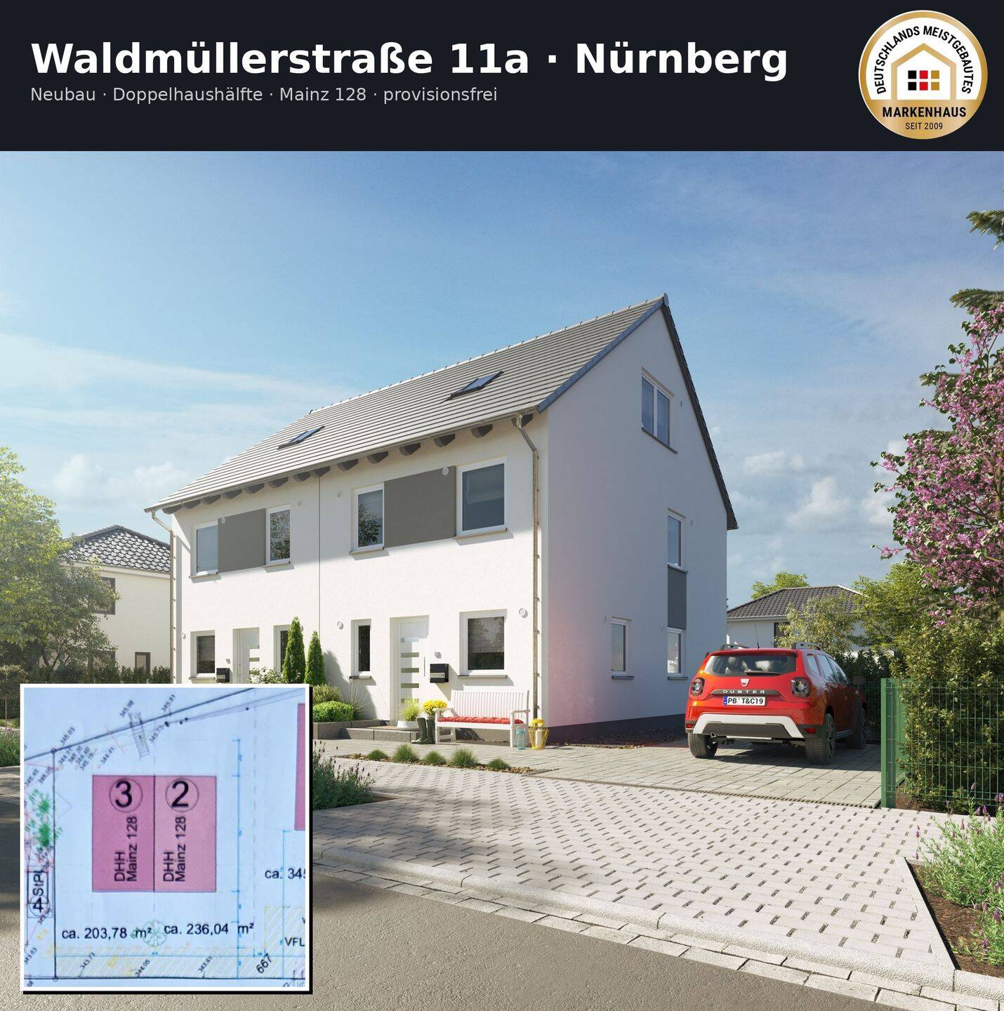 Nürnberg: Neubau DHH| Komplettpreis inkl. Grundstück & Baunebenkosten, 90455 Nürnberg