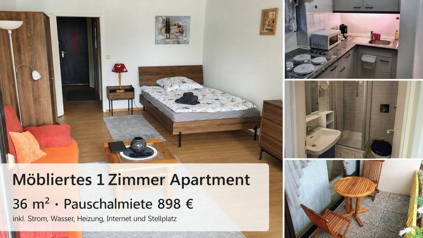 Möbliertes 1 Zimmer Wohnung mit Balkon, Stellplatz und Pauschalmiete, 30539 Hannover