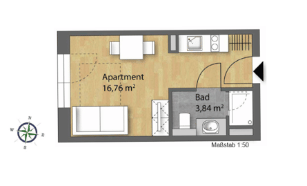 Studentenapartments, 93051 Regensburg (Galgenberg Großprüfening-Dechbetten-Königswiesen Kumpfmühl-Ziegetsdorf-Neuprüll)