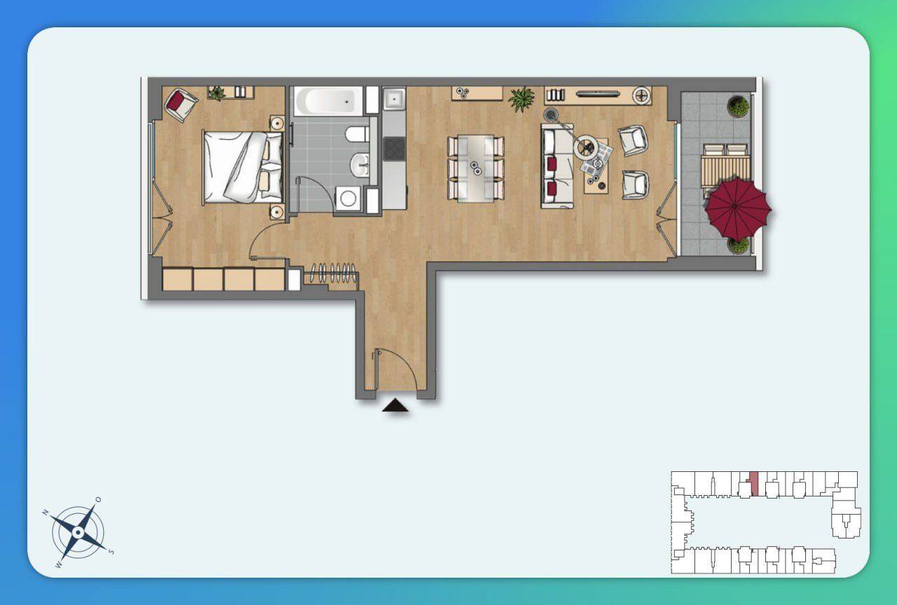 2 rooms apartment with Spree view in Mitte, 10557 Berlin (Mitte Hansaviertel Moabit Tiergarten)