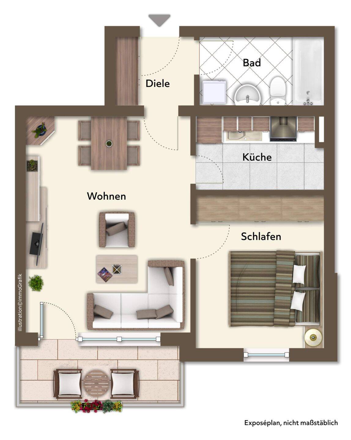 Gemütliche 2-Zimmer-Wohnung mit Terrasse und TG-Stellplatz in Deggendorf, 94469 Deggendorf