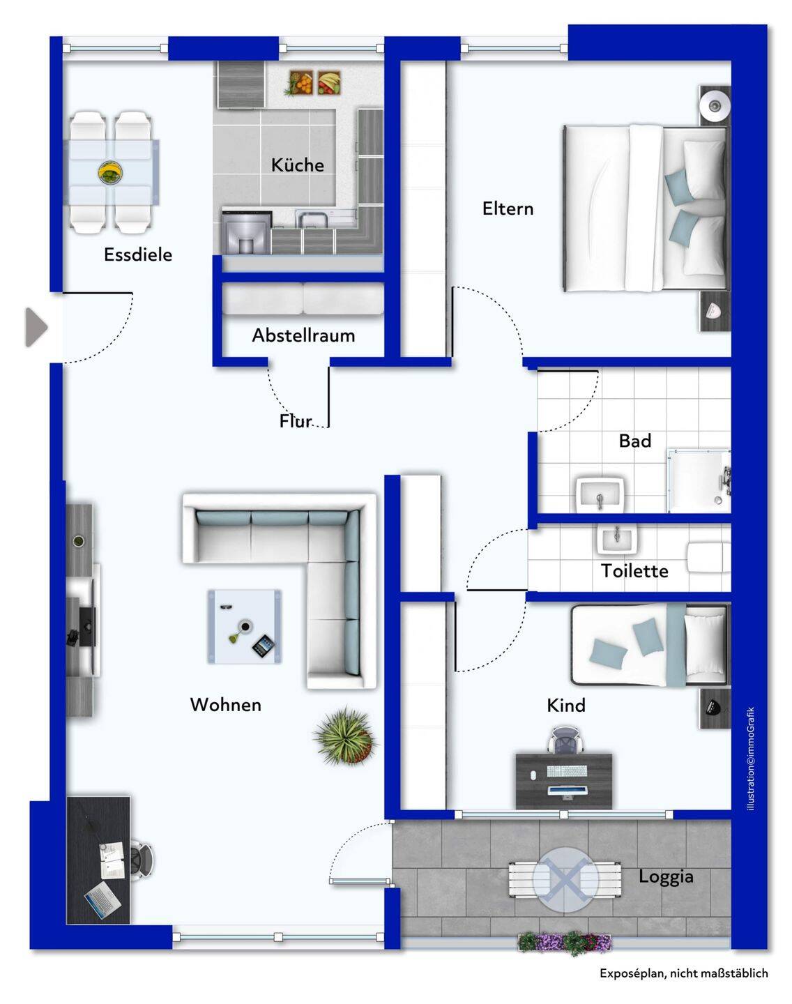 3-Zimmer-Wohnung im Erdgeschoss mit Balkon, 59067 Hamm