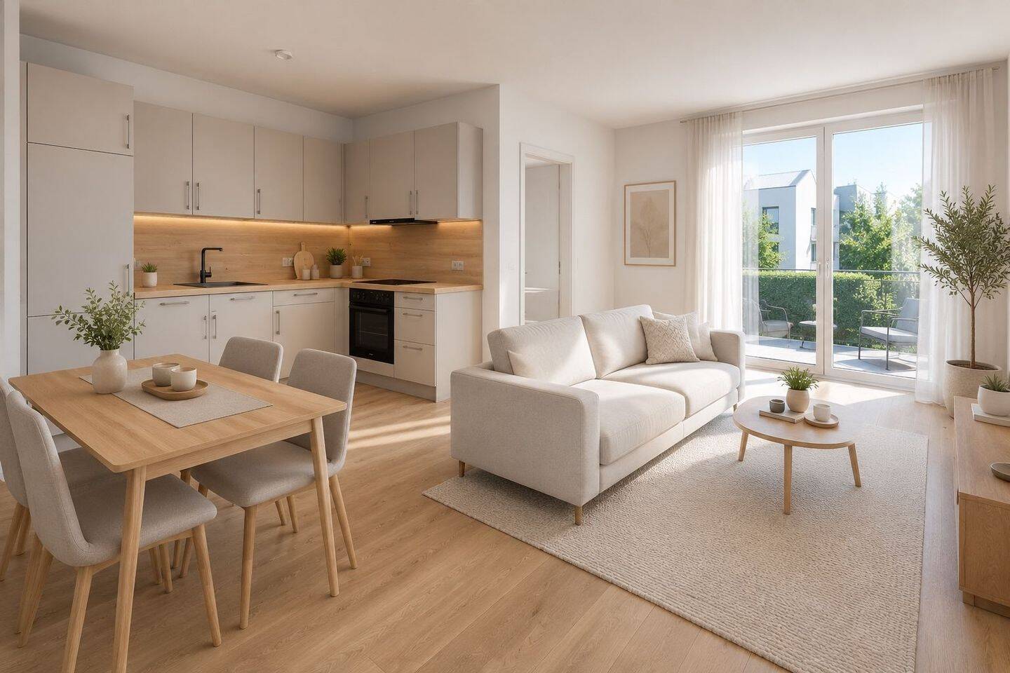 Helle 2-Zimmer-Neubauwohnung mit EBK + Tageslichtbad, 91601 Dombühl