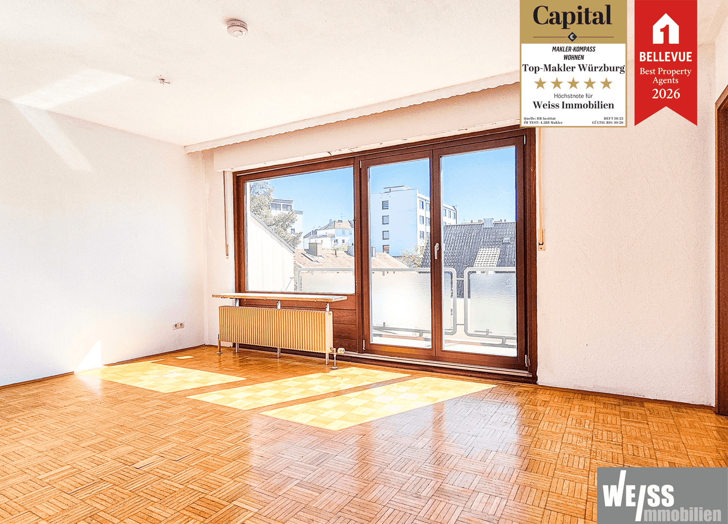 Zentral gelegene 2-Zimmer Wohnung mit großem Balkon, 97072 Würzburg (Altstadt Sanderau)