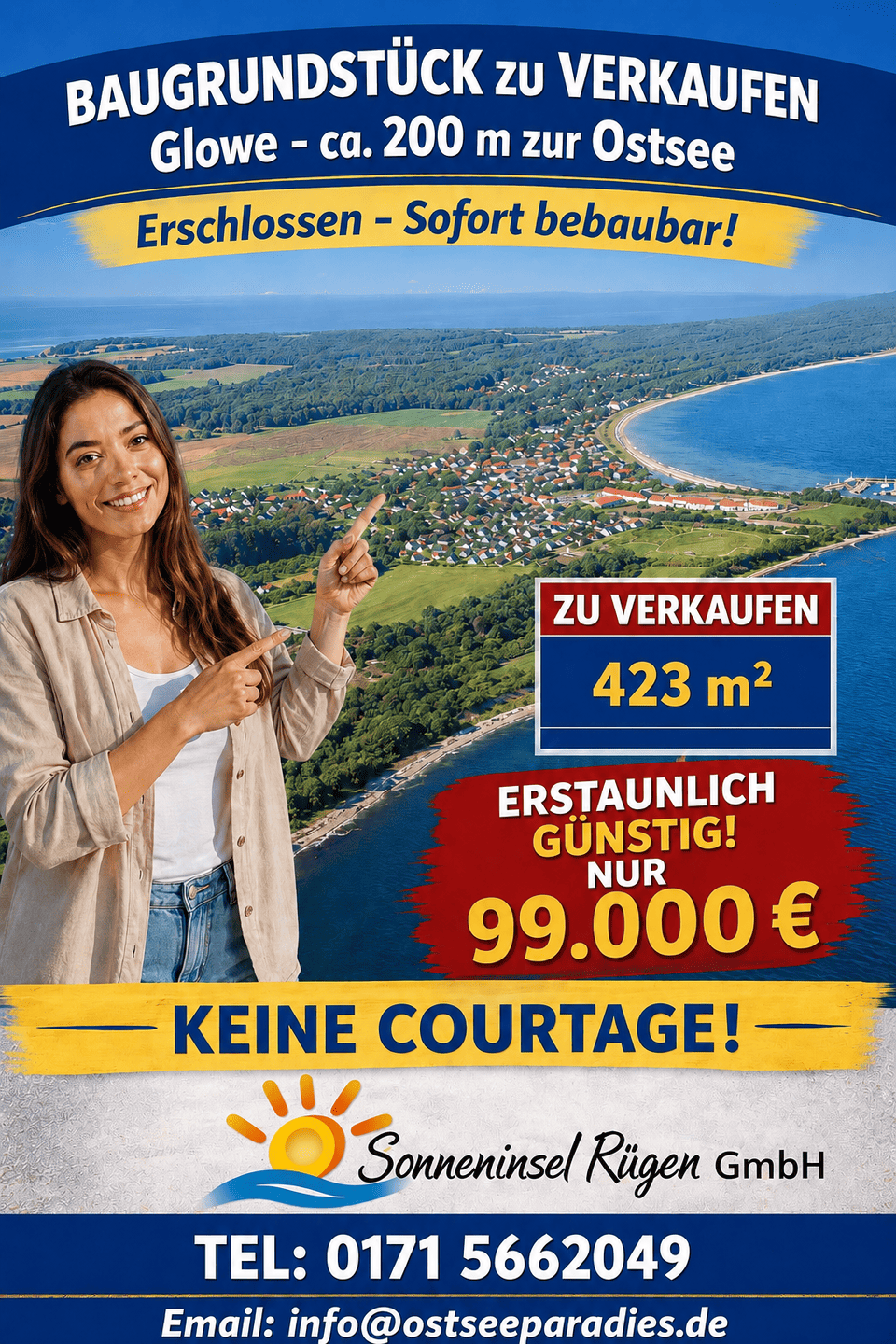 Schnäppchenpreis Ihr Baugrundstück ca 200 m zur Ostsee erschlossen wartet sofort bebaubar keine Bauverpflichtung, 18551 Glowe