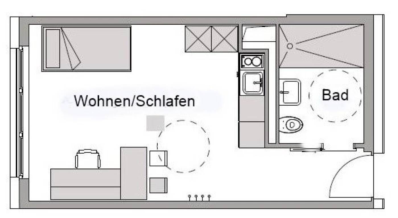 Mietwohnung, 1 Zimmer, 30 m², in Würzburg, 97076 Würzburg (Grombühl Lengfeld)
