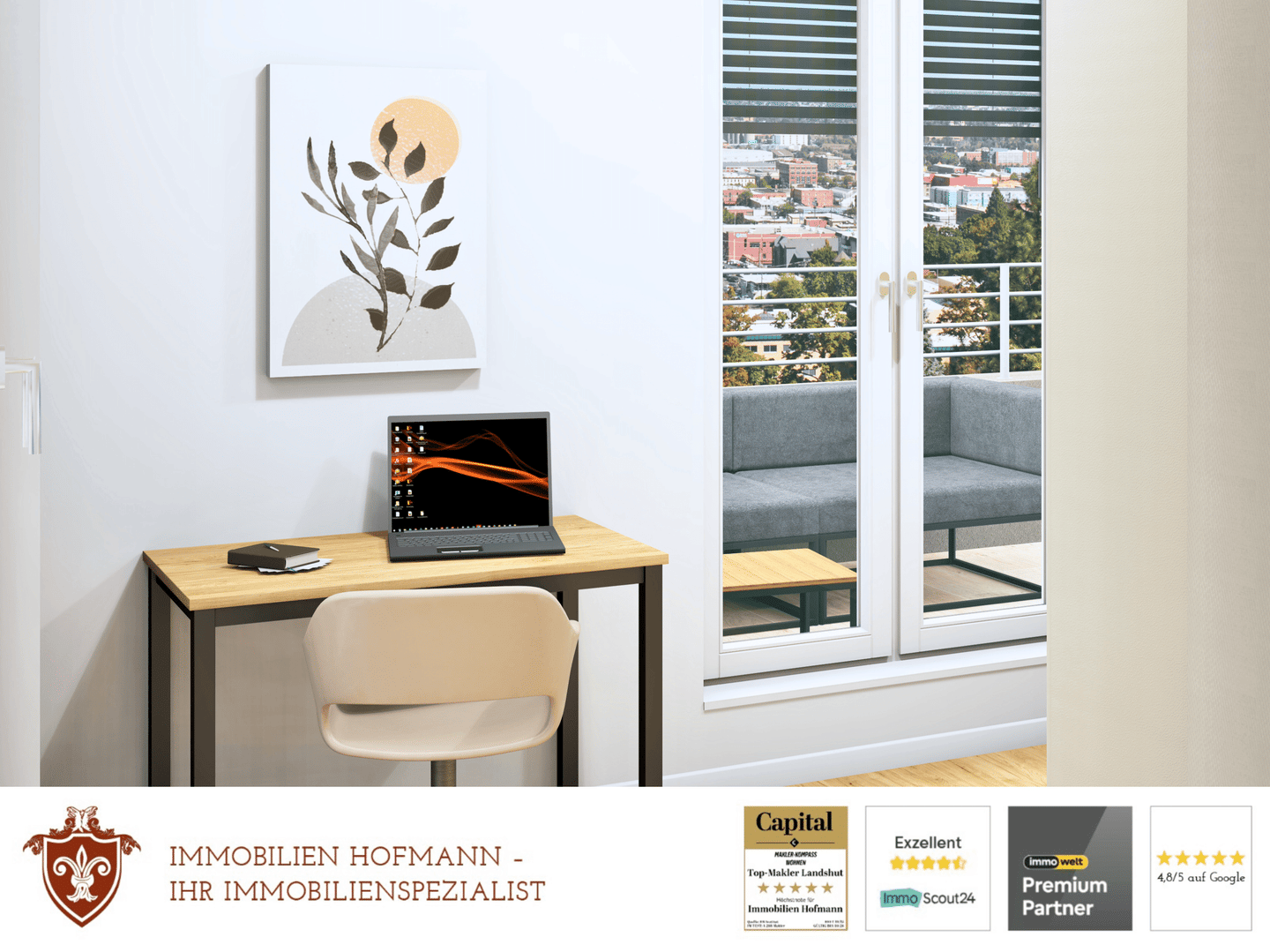 Modern wohnen in Landshut: Vollmöblierte 2-Zimmer-Wohnung mit Balkon, 84036 Landshut