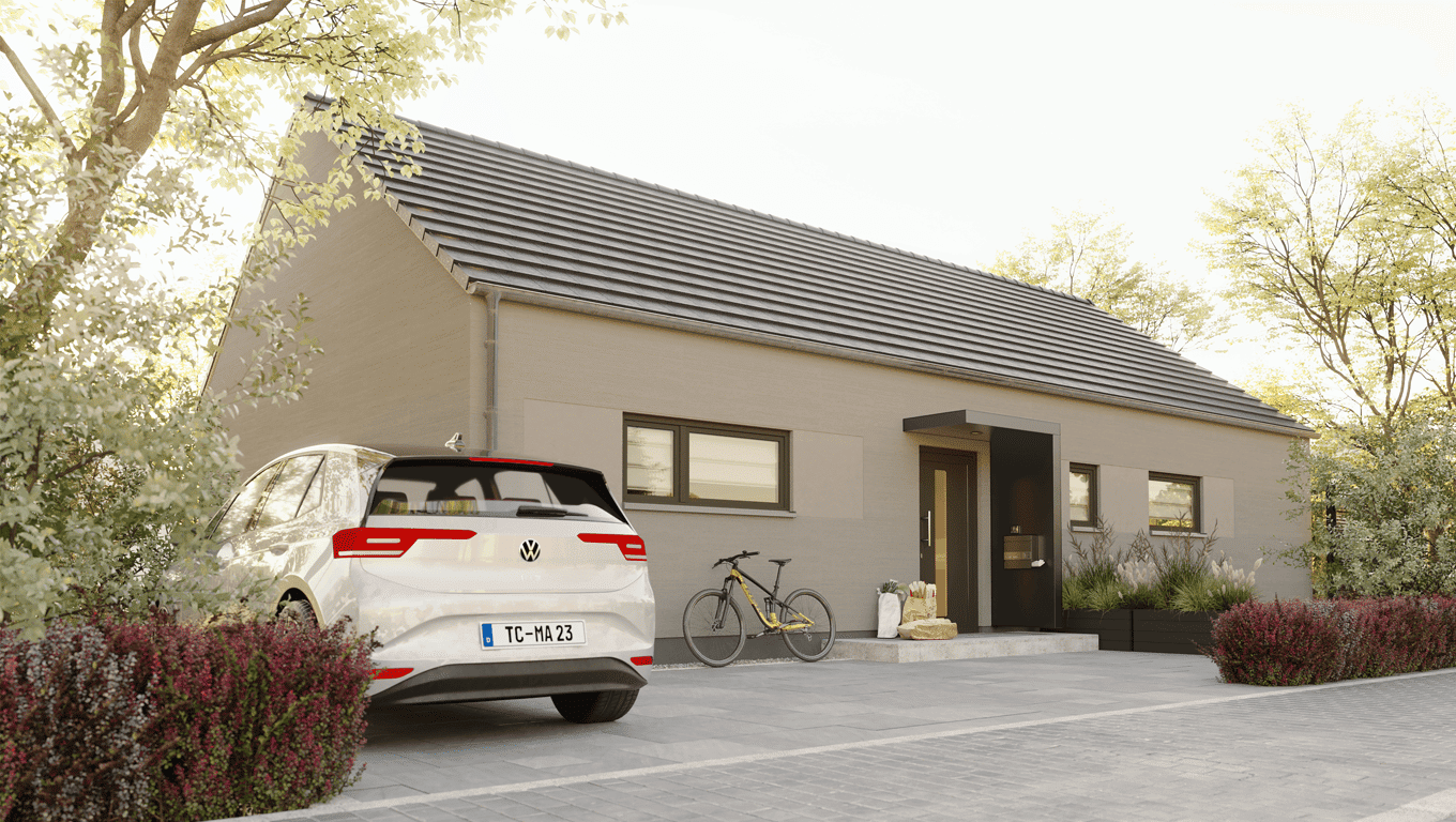 Bungalow überdachte Terrasse, massiv gebaut, Preis inkl. Grundstück, 54317 Osburg