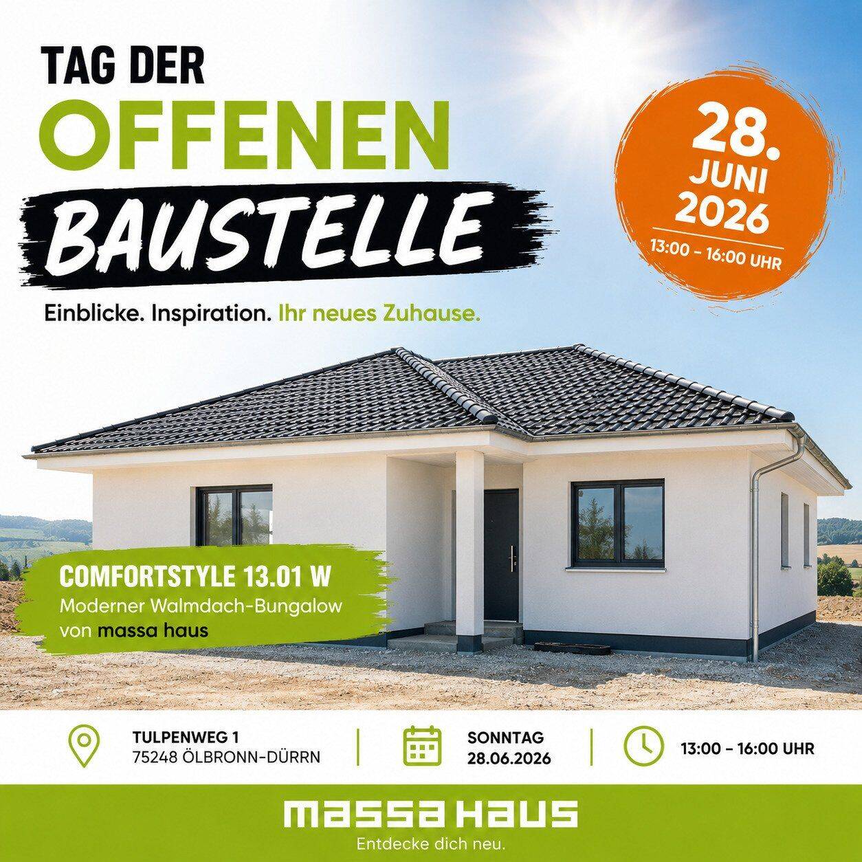 Bungalow ab 161.999EUR – Hausbau live erleben – Tag der offenen Baustelle, 75181 Pforzheim
