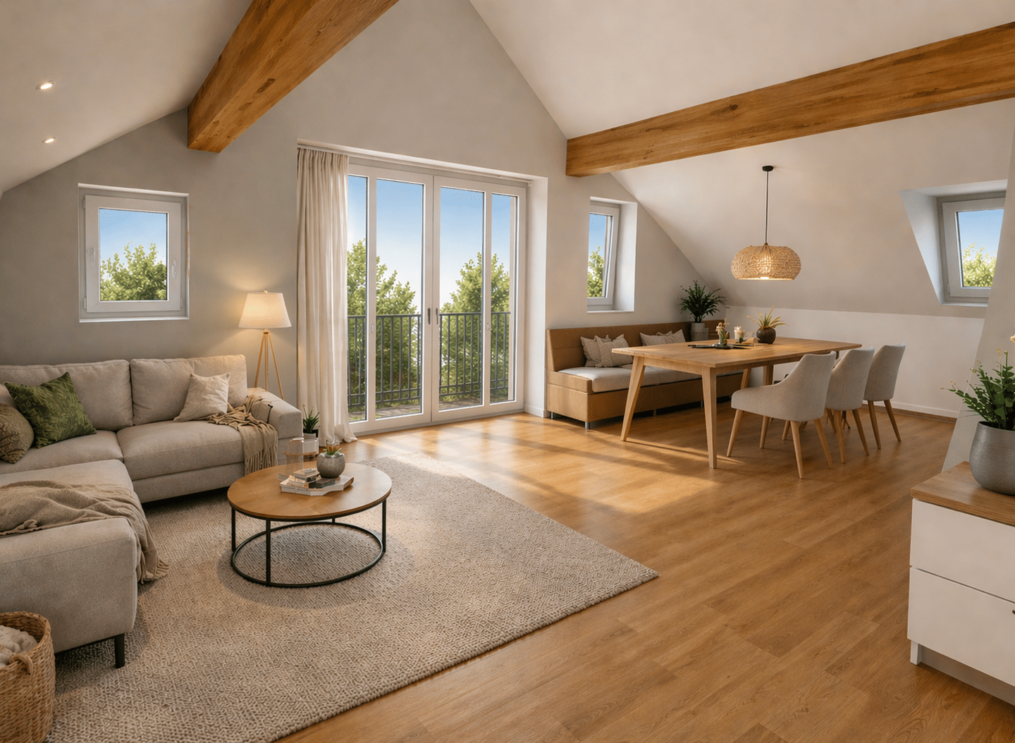 Lichtdurchflutete Neubau-Dachgeschosswohnung mit vier Zimmern und Bergblick in naturnaher Lage; Erstbezug, 83134 Prutting