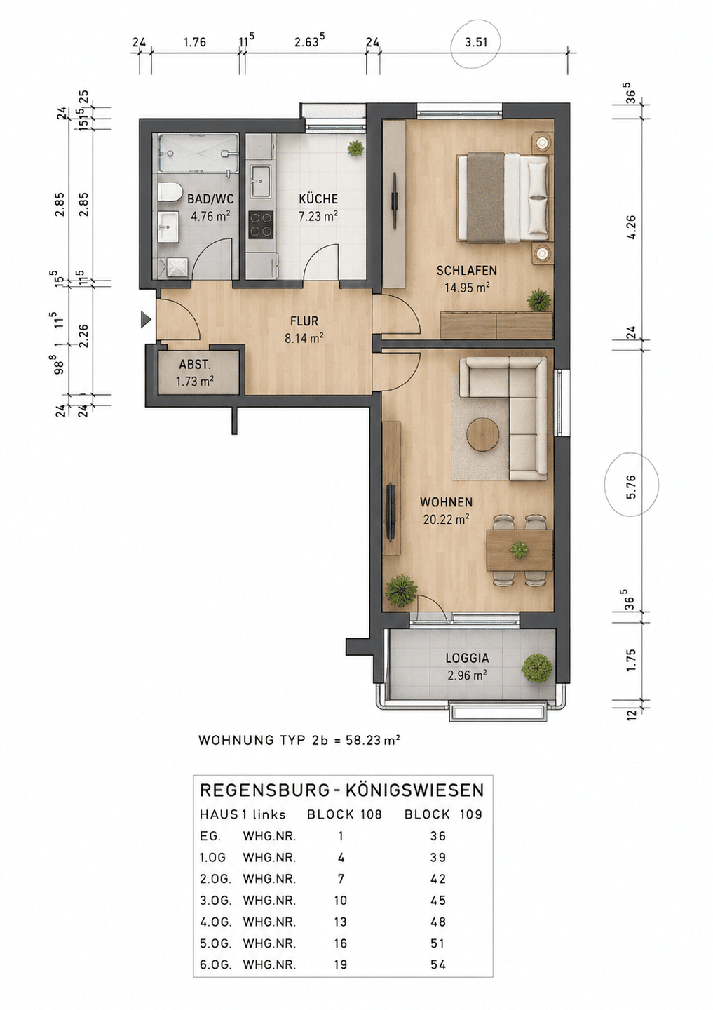 Wohnung zum Kauf, 93051 Regensburg (Galgenberg Großprüfening-Dechbetten-Königswiesen Kumpfmühl-Ziegetsdorf-Neuprüll)