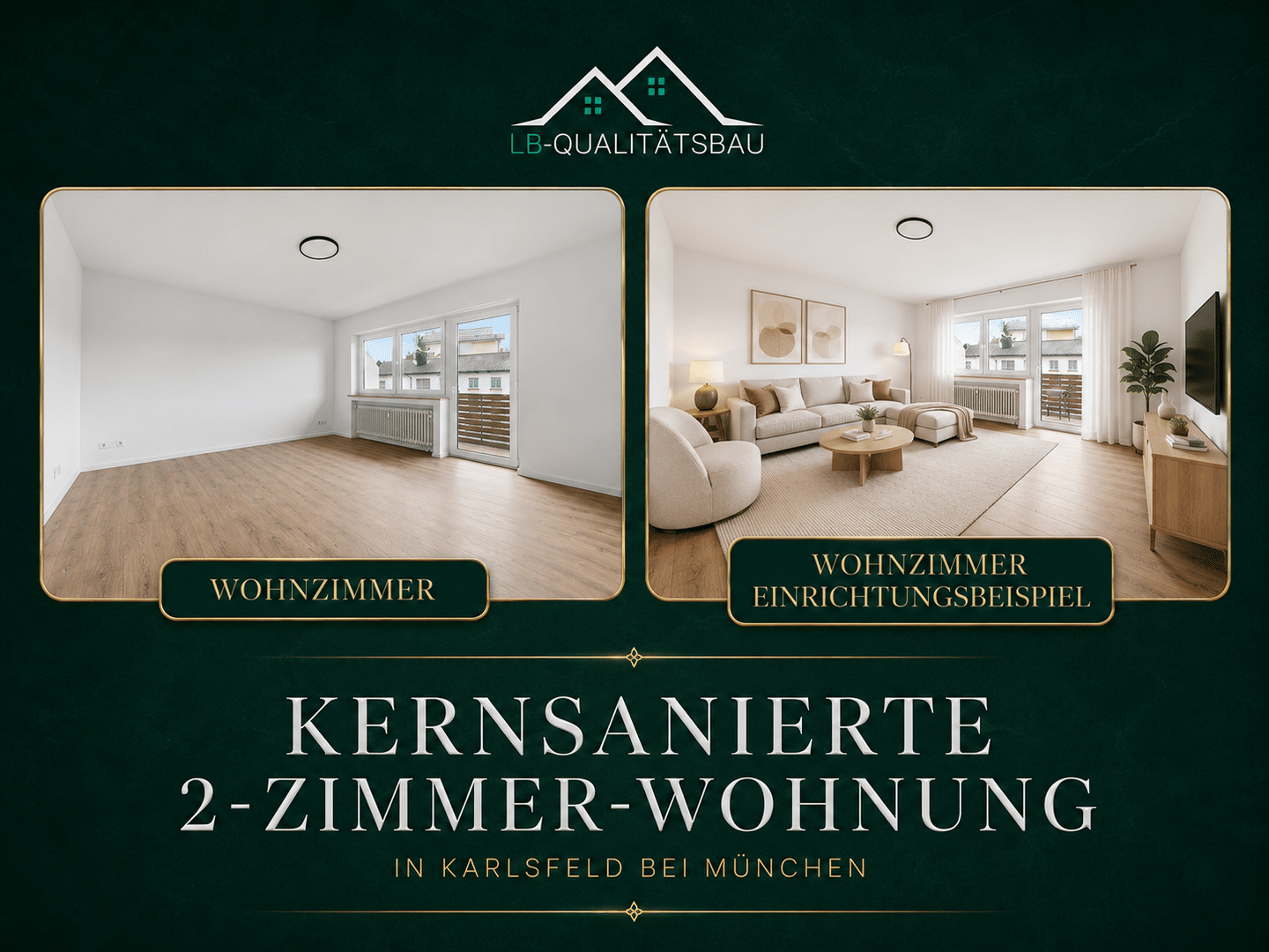Kernsanierte 2-Zimmer-Wohnung in Karlsfeld – provisionsfrei, Südbalkon & Stellplatz, 85757 Karlsfeld
