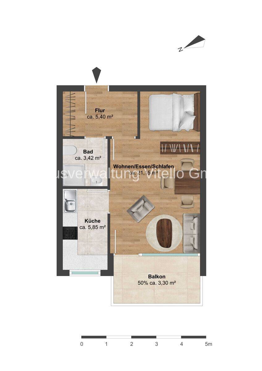 Charmante 1-Zimmer-Wohnung mit Balkon, 66123 Saarbrücken