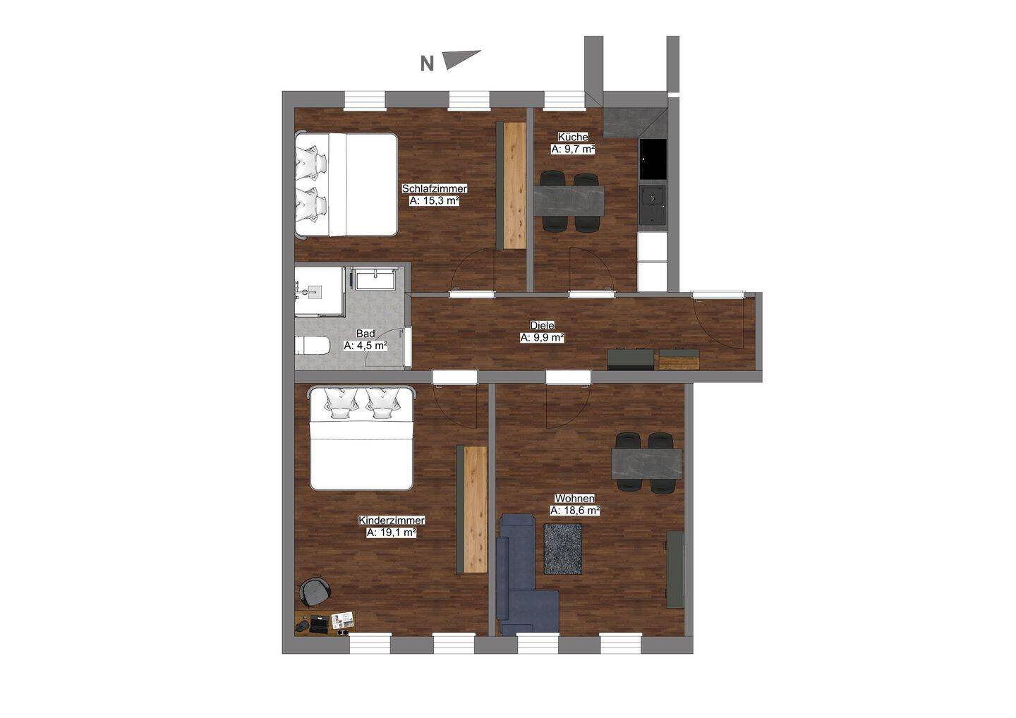 Modernes Wohnen in frisch renovierter 3-Raumwohnung, 4720 Döbeln